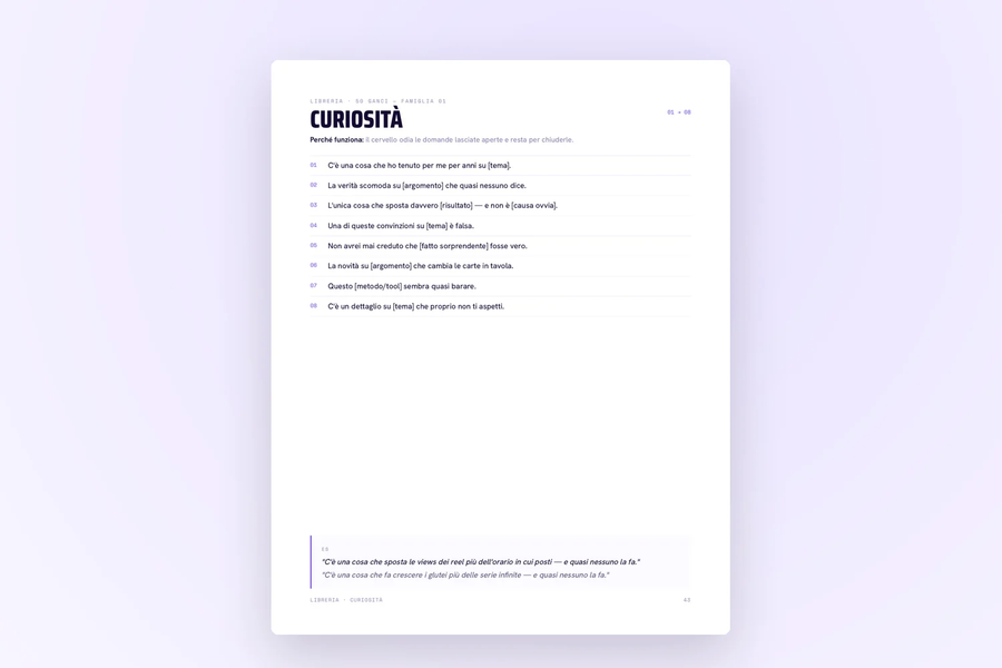 Pagina con una famiglia di ganci